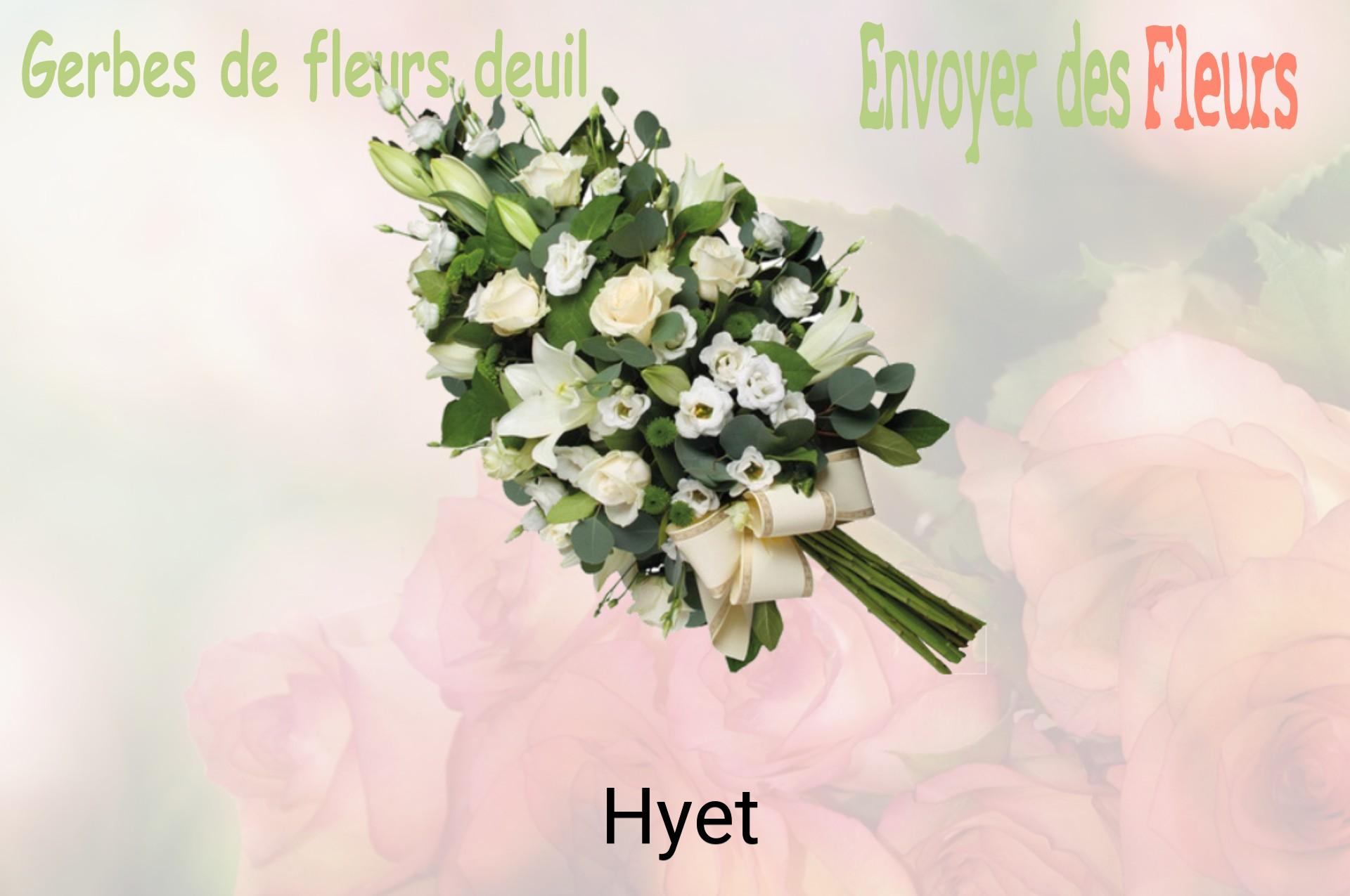 Gerbe de fleurs de deuil livrée à Hyet